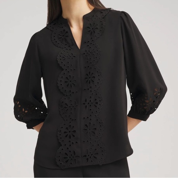 Chico's Tops - ☀️ CHICO’S Satin Eyelet Popover Blouse